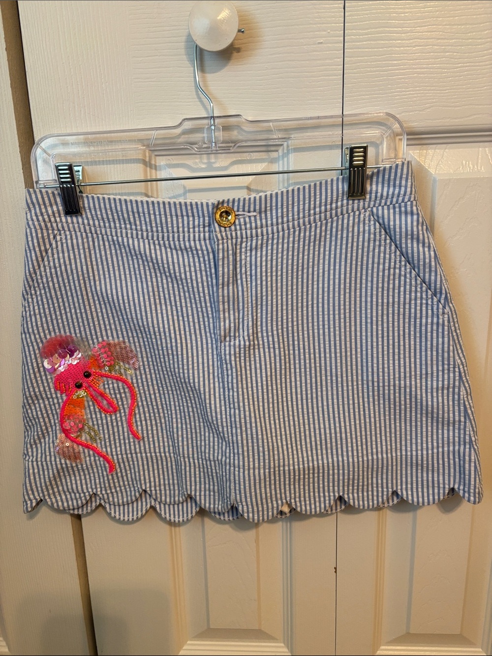 Lilly Pulitzer Colette Skort Bennet Seersucker Skort with Lobster -0 - Picture 2 of 13